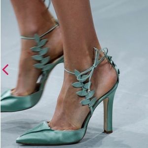 Turquoise ankle strap heels